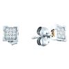 Image 1 : Diamond Square Cluster Earrings .03 Cttw Sterling Silver
