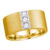 Image 1 : Mens Diamond 3-stone Matte Wedding Band 1/2 Cttw 14kt Yellow Gold
