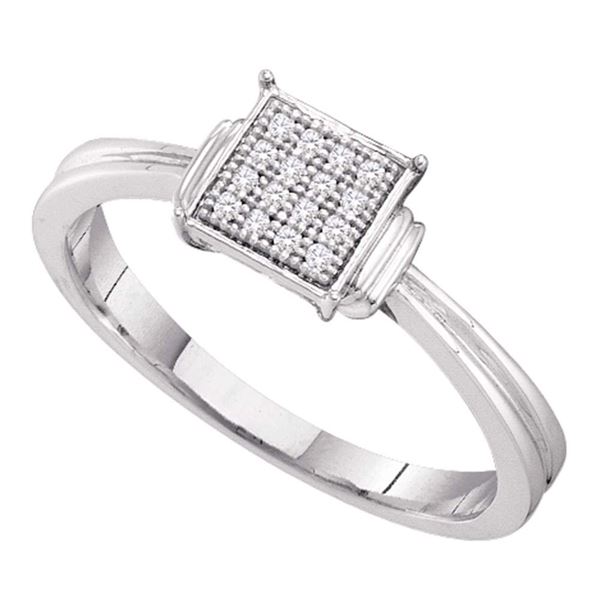 Diamond Simple Square Cluster Ring 1/20 Cttw Sterling Silver
