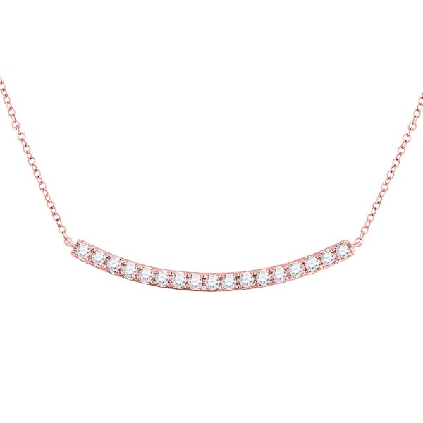 Diamond Curved Bar Necklace 3/4 Cttw 14kt Rose Gold