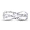 Image 2 : Baguette Diamond Crossover Band Ring 1/4 Cttw 14kt White Gold