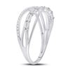Image 4 : Baguette Diamond Crossover Band Ring 1/4 Cttw 14kt White Gold