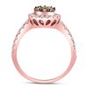 Image 4 : Brown Diamond Teardrop Cluster Ring 1 Cttw 14kt Rose Gold