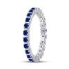 Image 3 : Blue Sapphire Stackable Band Ring 1 Cttw 10kt White Gold