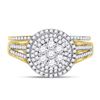 Image 2 : Diamond Cluster Bridal Wedding Ring Band Set 7/8 Cttw 10kt Yellow Gold