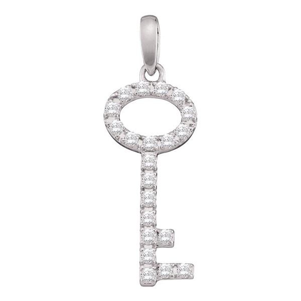 Pave-set Diamond Small Key Pendant 1/4 Cttw 10kt White Gold