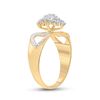 Image 4 : Diamond Double Heart Cluster Ring 1/8 Cttw 10kt Yellow Gold