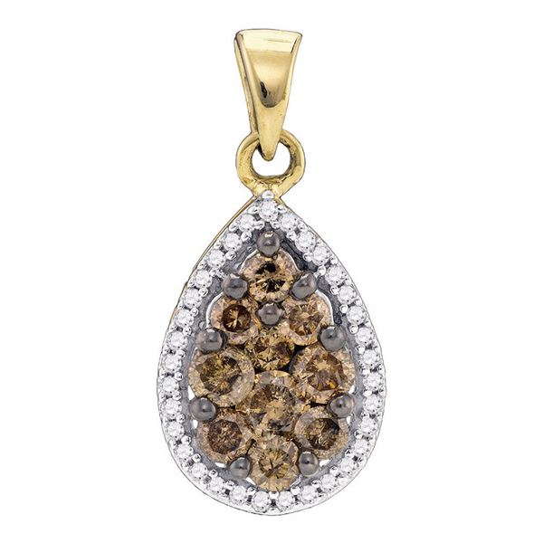 Brown Diamond Teardrop Pendant 3/4 Cttw 10kt Yellow Gold