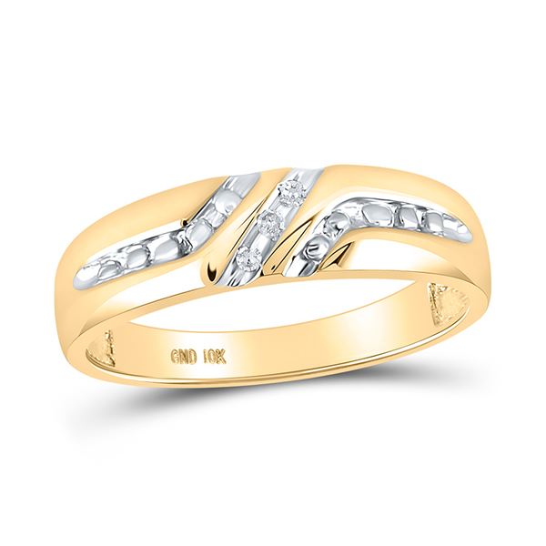 Mens Diamond Wedding Band Ring .03 Cttw 10kt Yellow Gold
