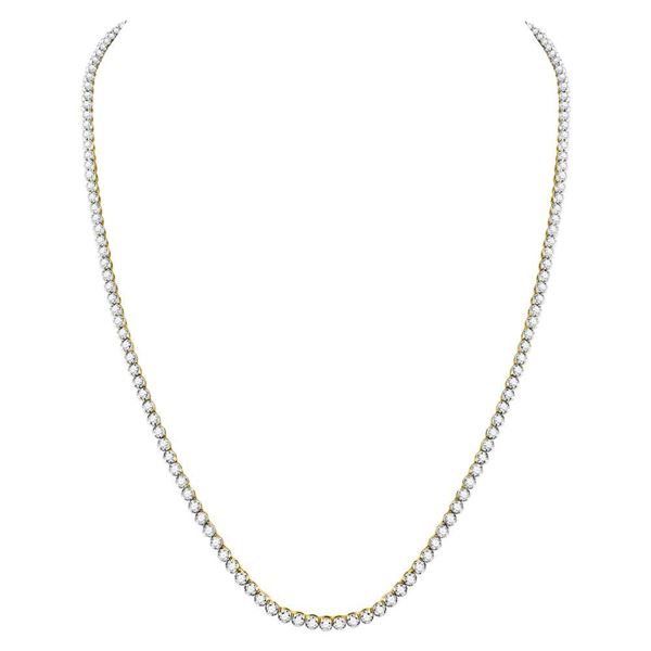 Mens Diamond Studded 30" Tennis Chain Necklace 13-3/8 Cttw 10kt Yellow Gold