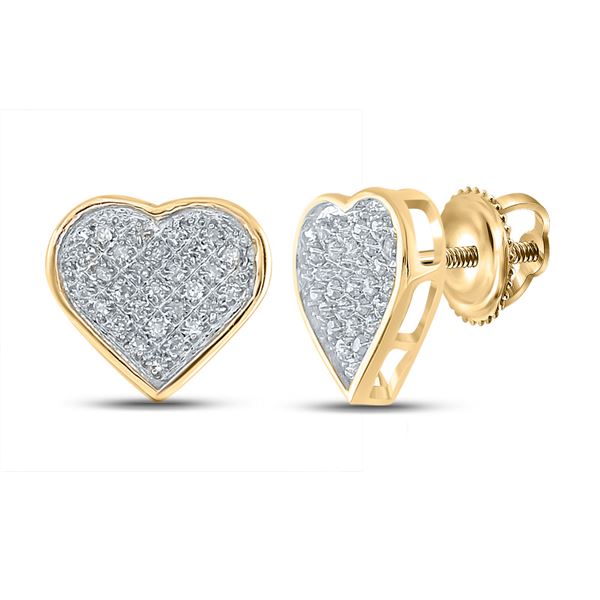 Diamond Heart Earrings 1/6 Cttw Yellow-tone Sterling Silver