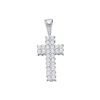 Image 1 : Diamond Simple Cross Religious Pendant 1/4 Cttw 14kt White Gold