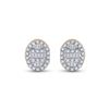 Image 2 : Baguette Diamond Oval Cluster Earrings 1/4 Cttw 10kt Yellow Gold