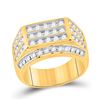 Image 1 : Mens Diamond Fashion Cluster Ring 1-1/2 Cttw 10kt Yellow Gold
