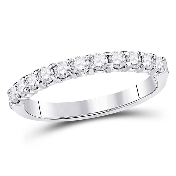 Diamond Single Row Machine-set Wedding Band 1/2 Cttw 14kt White Gold