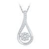 Image 1 : Diamond Moving Cluster Teardrop Pendant 1/6 Cttw 10kt White Gold