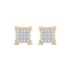 Image 2 : Mens Diamond Square Cluster Earrings 1/10 Cttw 10kt Yellow Gold
