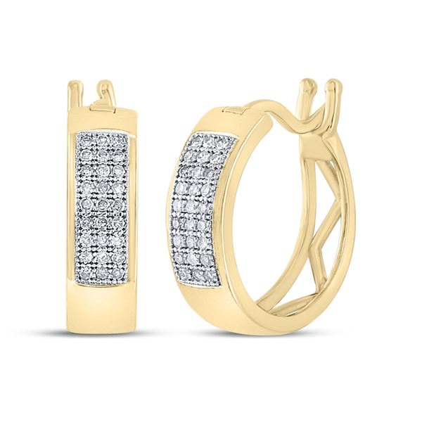 Diamond Huggie Earrings 1/6 Cttw Yellow-tone Sterling Silver