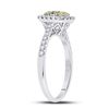 Image 4 : Yellow Diamond Square Cluster Ring 3/4 Cttw 14kt White Gold