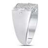 Image 3 : Sterling Silver Mens Diamond Square Cluster Ring 1/6 Cttw Sterling Silver