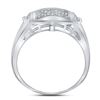 Image 4 : Sterling Silver Mens Diamond Square Cluster Ring 1/6 Cttw Sterling Silver