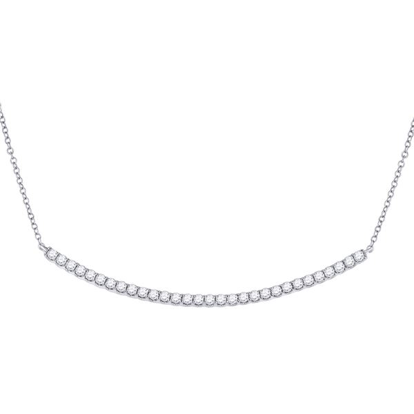 Diamond Curved Bar Necklace 1 Cttw 14kt White Gold