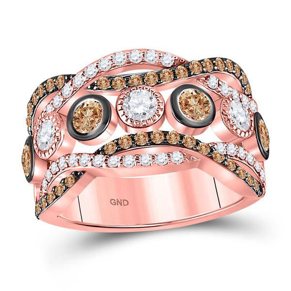 Brown Diamond Fashion Band Ring 1-3/4 Cttw 14kt Rose Gold