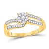 Image 1 : Diamond Flower Cluster Ring 1/3 Cttw 10kt Yellow Gold