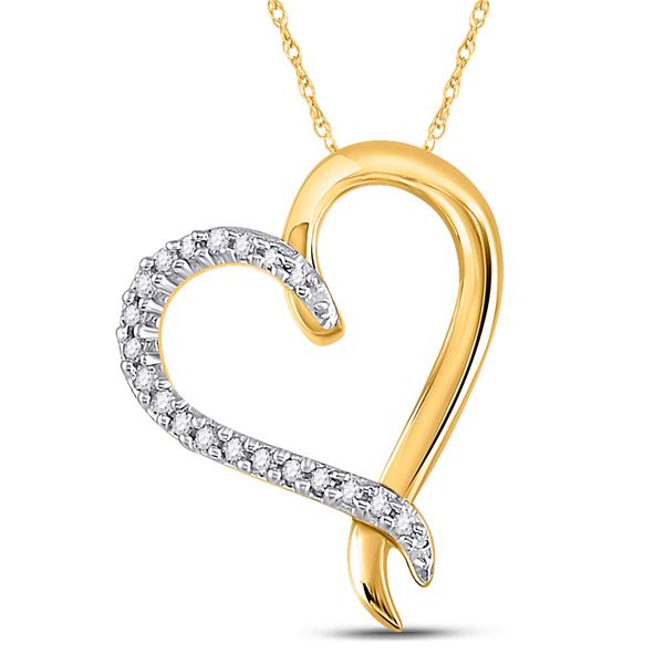 Diamond Heart Pendant 1/10 Cttw 10kt Yellow Gold