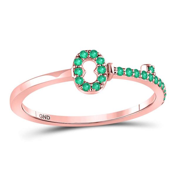 Emerald Key Stackable Band Ring 1/5 Cttw 10kt Rose Gold