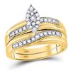 Image 2 : His Hers Diamond Cluster Matching Wedding Set 1/3 Cttw 10kt Yellow Gold