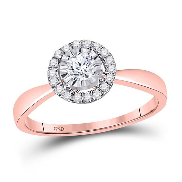 Diamond Halo Bridal Wedding Engagement Ring 1/3 Cttw 14kt Rose Gold