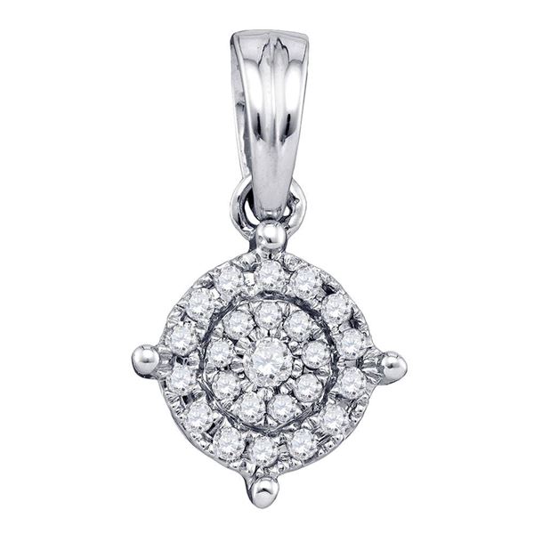 Diamond Circle Frame Cluster Pendant 1/6 Cttw 10kt White Gold