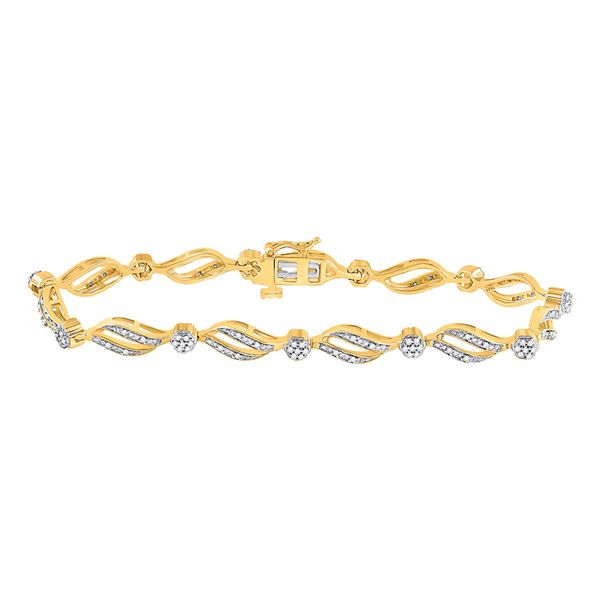 Diamond Cluster Link Bracelet 1/2 Cttw 10kt Yellow Gold