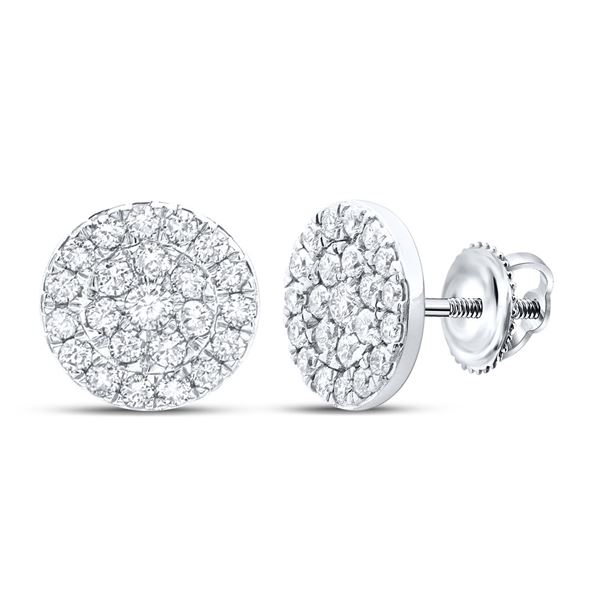 Diamond Cluster Earrings 3/4 Cttw 10kt White Gold