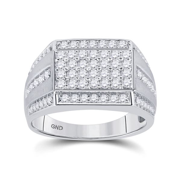 Mens Diamond Cluster Ring 1-1/4 Cttw 10kt White Gold
