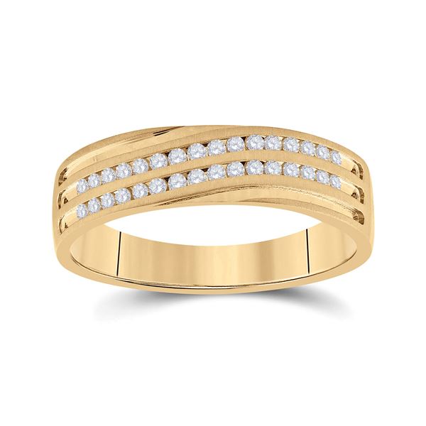 Mens Diamond Wedding Band Ring 1/4 Cttw 10kt Yellow Gold