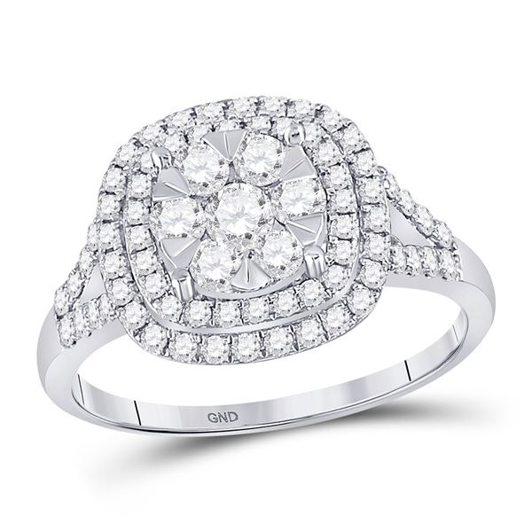 Diamond Right-Hand Cluster Ring 1 Cttw 14kt White Gold