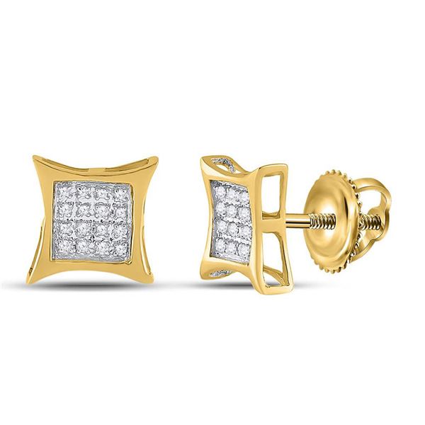 Diamond Kite Square Earrings 1/20 Cttw Yellow-tone Sterling Silver