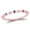 Image 1 : Blue Sapphire Dot Flower Stackable Band Ring 1/12 Cttw 10kt Rose Gold