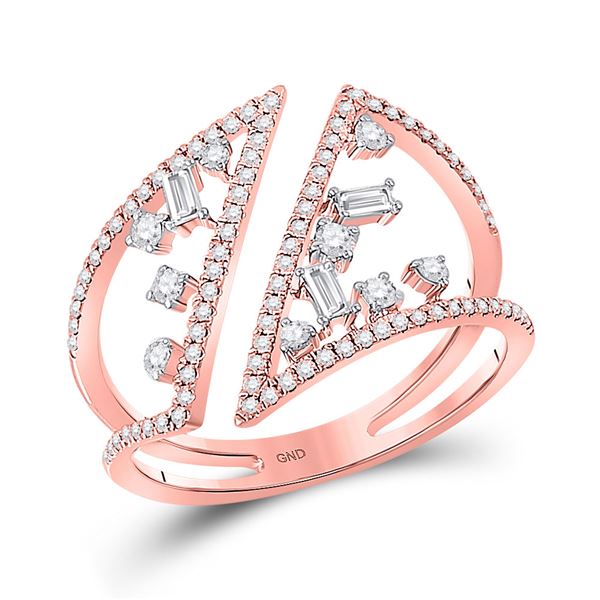 Diamond Modern Geometric Band Ring 3/8 Cttw 14kt Rose Gold