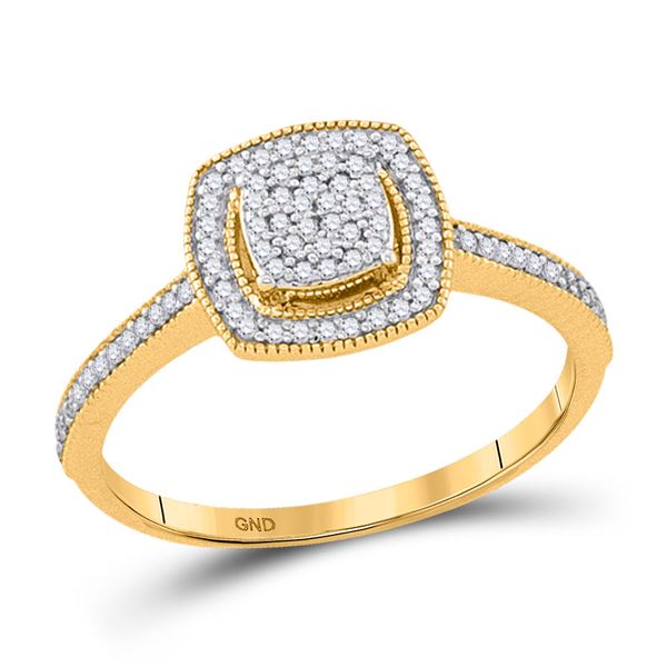 Diamond Square Cluster Ring 1/5 Cttw 10kt Yellow Gold