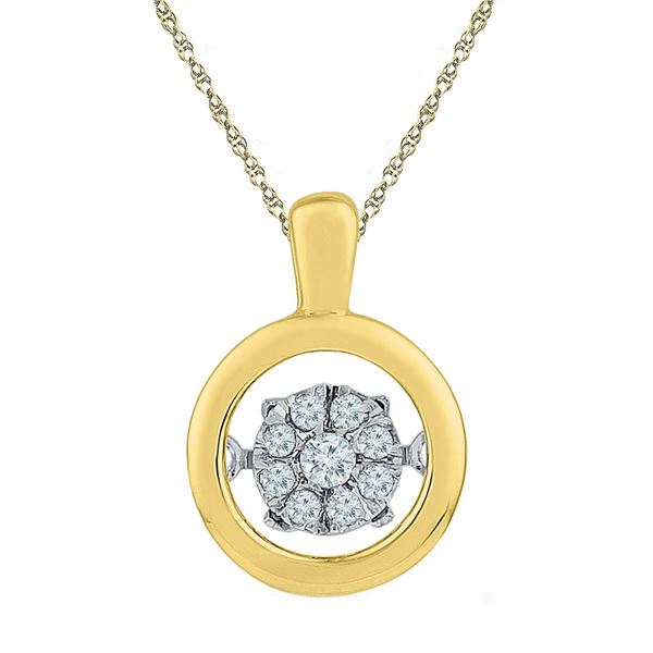 Moving Diamond Cluster Pendant 1/10 Cttw 10kt Yellow Gold