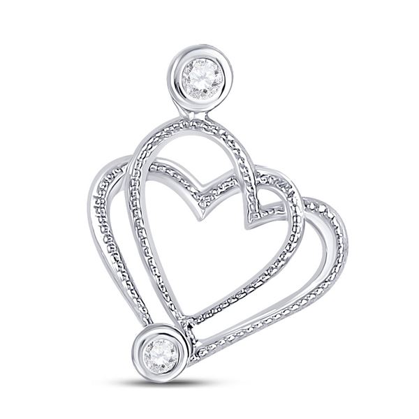 Diamond Double Heart Pendant .03 Cttw 10kt White Gold