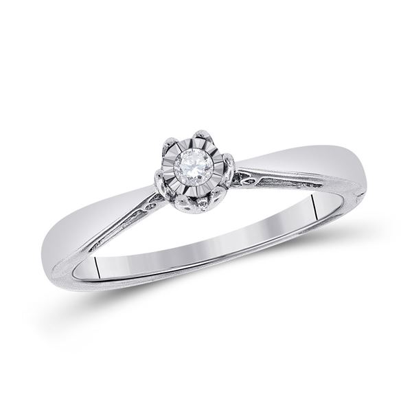 Sterling Silver Diamond Solitaire Bridal Wedding Engagement Ring 1/20 Cttw Sterling Silver