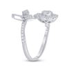 Image 4 : Baguette Diamond Bypass Flower Cocktail Ring 1-1/3 Cttw 14kt White Gold