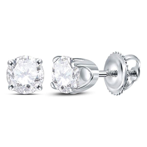 Diamond Solitaire Earrings 5/8 Cttw 14kt White Gold