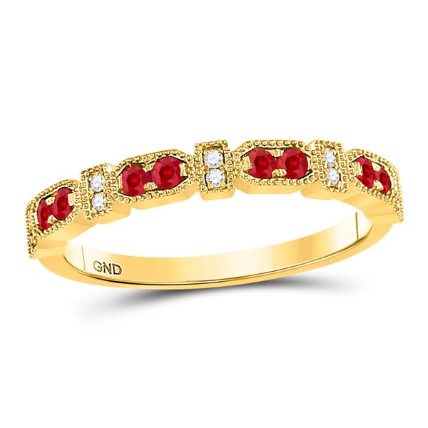 Ruby Diamond Stackable Band Ring 1/4 Cttw 10kt Yellow Gold