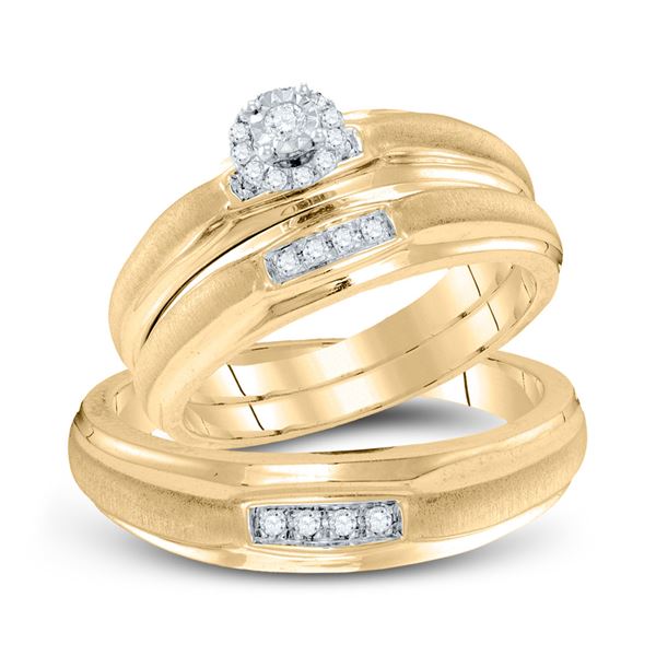 Yellow-tone Sterling Silver His Hers Diamond Matching Wedding Set 1/6 Cttw Yellow-tone Sterling Silv
