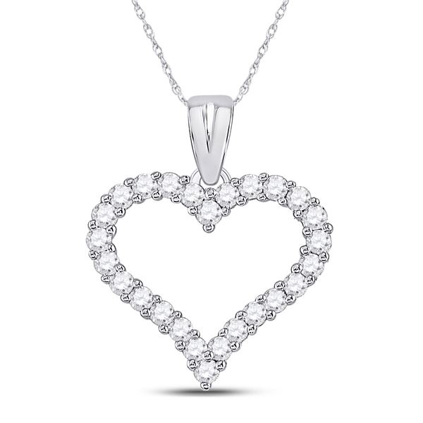 Diamond Outline Heart Pendant 1/2 Cttw 14kt White Gold